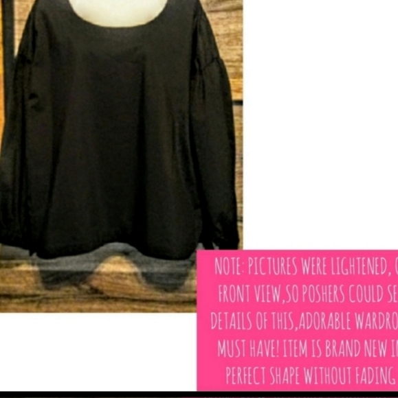 Worthington Top Size L Puff Sleeve High Low Shark Bite Stretch NWT - Picture 3 of 10